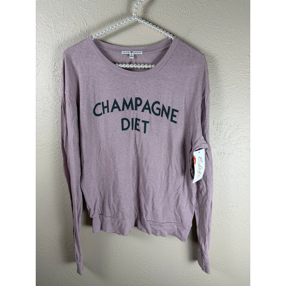 NEW Junk Food Top Women's Size Small Mauve Casual Long Sleeve Novelty Shirt